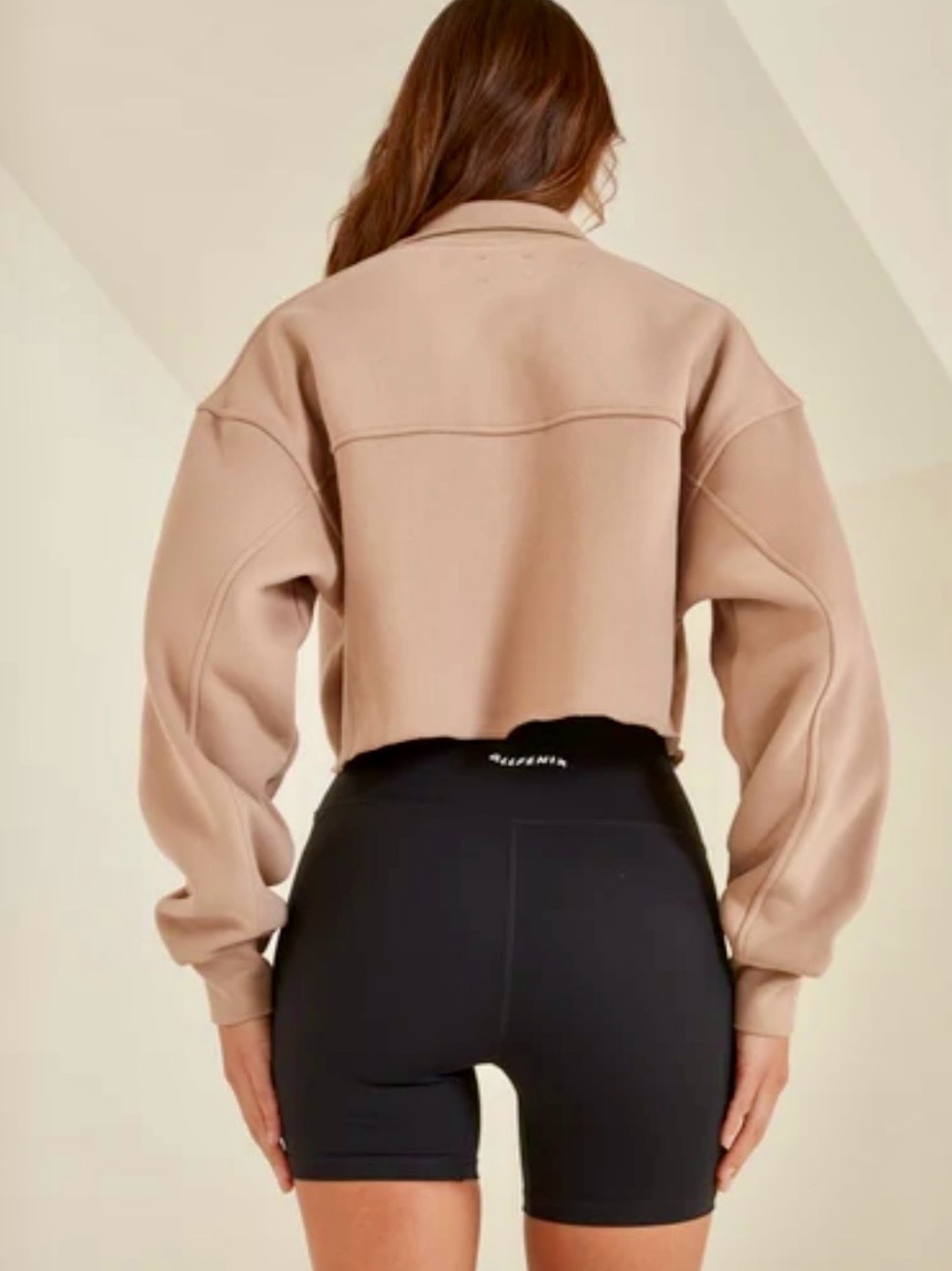 All Fenix Cropped Taupe Half-Zip Arlo Turtleneck Sweater Size Small - Picture 3 of 12